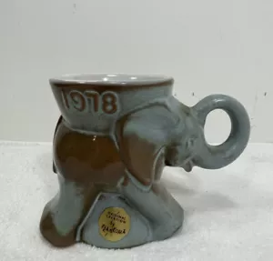 Vintage Frankoma 1978 GOP Political Elephant Mug Cup Blue - Picture 1 of 5