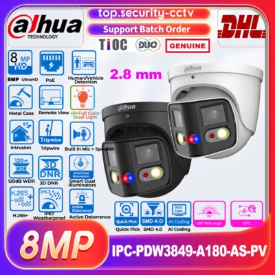 DAHUA Panoramic 180° EPTZ  TiOC Duo 8MP 4K IPC-PDW3849-A180-AS-PV POE IP Camera - Image 1 of 4
