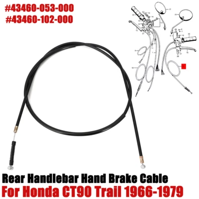Cable de freno de mano trasero para Honda CT90 Trail 90 66 1967-1979 reemplazar 43460-053-000 Foto 1 de 4