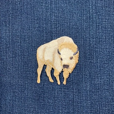 White Buffalo Applique Patch Embroidered Sacred Bison Spiritual Animal Badge 3" - Image 1 of 2
