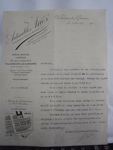 Lettre automobiles Aries Villeneuve la Garenne 1944 n°3 - Picture 1 of 1