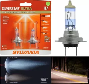 Sylvania SilverStar Ultra H7 55W Two Bulbs Head Light Low Beam Replace Upgrade - Picture 1 of 12