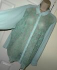 Womens🦋MARKS&SPENCER🦋mint embriodery lace front chiffon shirt blouse size 22