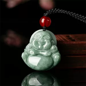 Natural Grade A Jade Jadeite Women Men Lucky Green Buddha Pendant Necklace - Picture 1 of 6