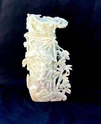 Olla de cepillo cubierta tallada de jade hetiano nefrita grasa cordero blanco rara 7,5" $8000 Foto 1 de 4