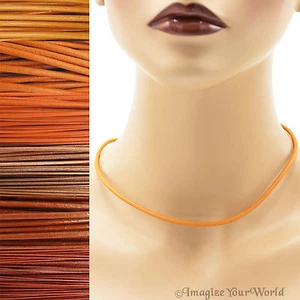 Collana Cordino Pelle Arancione Su misura Fatta a Mano 36 pollici max choker 16 22 24 30+ - Foto 1 di 9