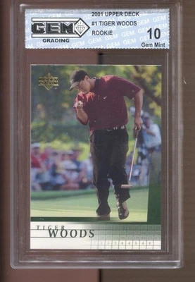 Tiger Woods Upper Deck #1 2001 gema como nueva 10 radiocontrol novato Foto 1 de 2