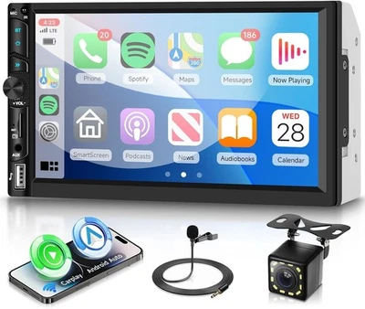 Autoradio Bluetooth 2 DIN 7" Con Carplay E Android Auto Touch IPS Retrocamera  - Immagine 1 di 4