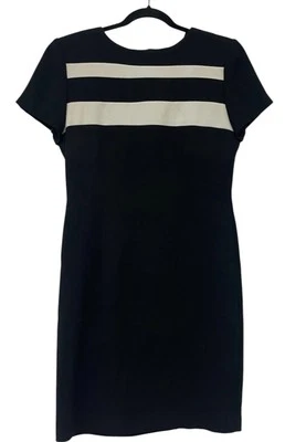 John Roberts Sheath Dress Womens Size 10 Black White Stripe Short Sleeve 17057 - Image 1 of 4