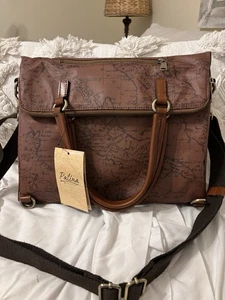 Patricia Nash Trapani Convertible Backpack Coated Canvas-Map Print-NWT $199 - Picture 1 of 24