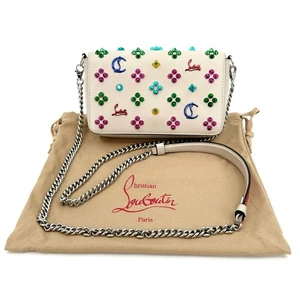 Christian Louboutin Paloma Studded Leather Crossbody Shoulder Clutch Bag Pink - Picture 1 of 12