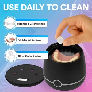 Tabletas de limpieza ultrasónica de dentaduras paquete de 60, limpieza profunda para retenedores y chorro bucal - Imagen 1 de 5