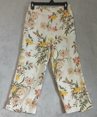 Pantalones Ann Taylor Loft Para Mujer Pequeños Pequeños Pierna Ancha Cortos Marfil Crema Floral Foto 1 de 4