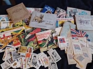 Vintage Cigarette Card Albums silk flags books loose cards Mixed Job lot - Picture 1 of 9