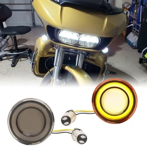 2pcs 1157 2" LED Front Turn Signal Running Light For Harley Road Glide Ultra - Picture 1 of 17