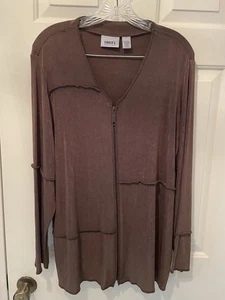 Chico's Travelers Marrón Patchwork Costura Detalle Suéter-Slinky Talla 3/XL - Imagen 1 de 8