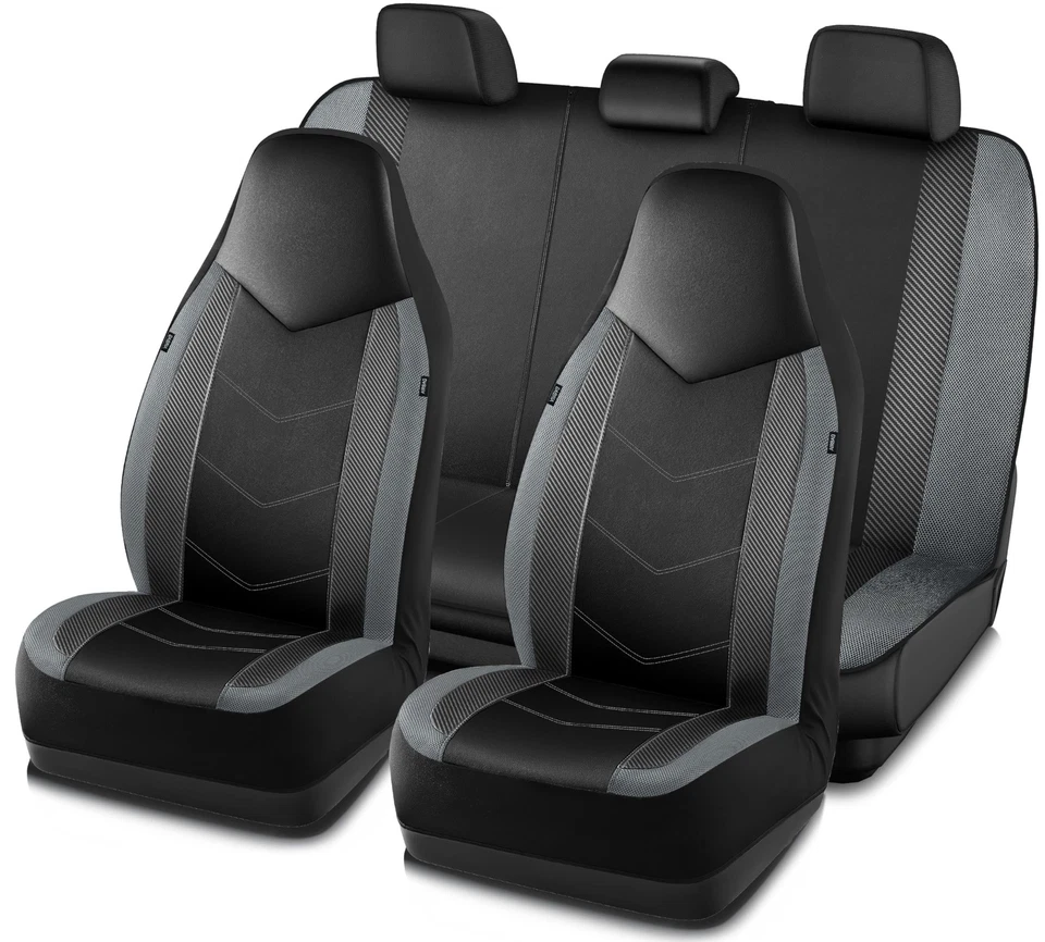 Fundas de asiento de coche de cuero PIC AUTO, diseño deportivo de fibra de carbono y malla, High-Bac... Foto 1 de 4