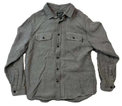 Woolrich Hombre L Chaqueta Camisa Gris Blanco Rayas Abotonada Foto 1 de 4
