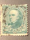 Old USA stamp,10 cents,Daniel Webster ,1894 dark green,used,No WM,USA 258.Good.