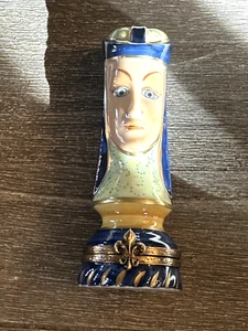 Limoges Frankreich Gemälde Hauptbischof Schachstück klappbar Schmuckstück Box - Bild 1 von 8