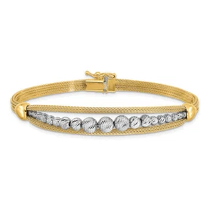 14K Solid Two Tone Gold Ball Chain Bracelet - Picture 1 of 12