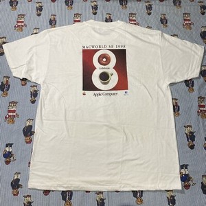 Vintage 1998 APPLE MACWORLD Computer MacOS Graphic T shirt Adult XL  White Hanes