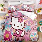 Cartoon Hello Kitty Quilt Duvet Cover Set Super King King Doona Cover Kids Soft