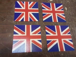 SET OF 4 BRITISH FLAG DRINK COASTERS NEW HANDMADE FAST SHIPPING - Picture 1 of 2
