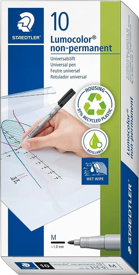 STAEDTLER Folienstift non-permanent Lumocolor, schwarz, wasserlöslich, 315-9 - Bild 1 von 1