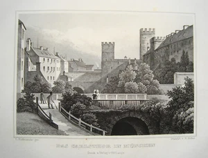 München Carlstor Karlstor Bayern echter alter Stahlstich 1842 - Picture 1 of 1
