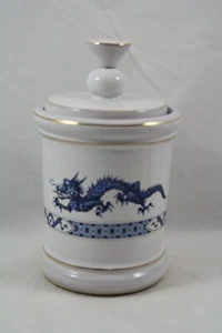 Blue and White Chinese Dragon Ceramic Pottery Lidded Canister Jar, Made in Italy - Picture 1 of 11