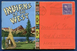 Indians of the West Umatilla Agency symbols sign language postcard folder PF550 - Picture 1 of 3