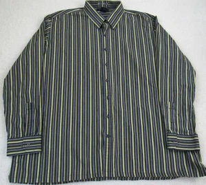 J Ferrar Camicia Uomo 2XLT XXL Alta Nero Oro Grigio Rigato - Foto 1 di 10