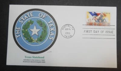 1995 Texas Statehood Sc 2968 FDC with premium Fleetwood cachet UA - Image 1 of 2