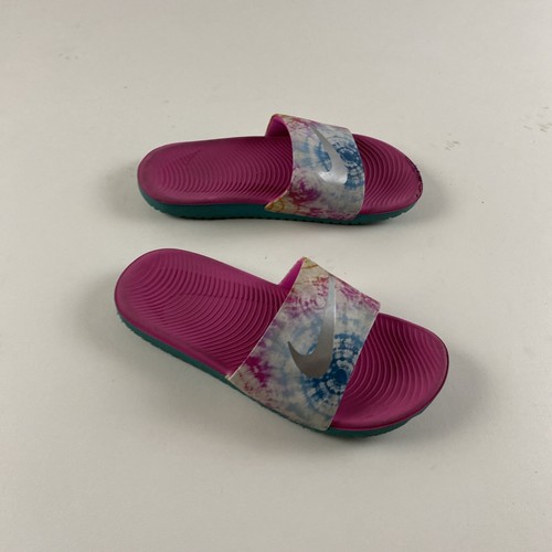 Nike Kawa TIE DYE Slide GS logo rosa verde acqua ragazze taglia 4Y gioventù CI9919 600