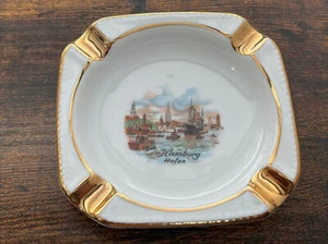 Vtg Gerold Porzellan Porcelain Hamburg Hafen Ashtray Bavaria West Germany 3.75'' - Picture 1 of 8