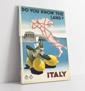 VINTAGE ITALY ITALIAN TRAVEL POSTER -DEEP FRAMED CANVAS WALL ART PRINT - Picture 1 of 2