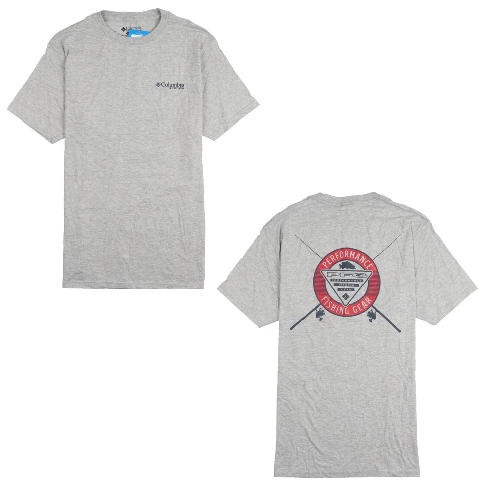 COLUMBIA Mens Oro PFG Graphic T Shirt Grey Heather Medium