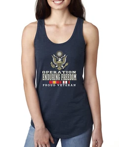Operation Iraqi Enduring Freedom Color Navy Ladies Racerback Tank Top - Picture 1 of 6