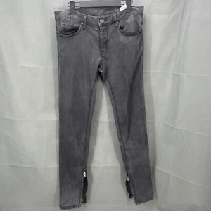 MNML Jeans Mens 32x33 Gray Skinny Ankle Zip Button Fly Denim Moto Stretchy - Picture 1 of 7