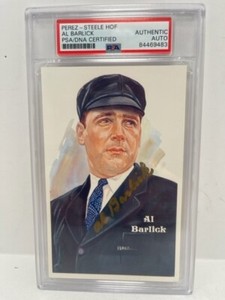 Al Barlick Perez-Steele HOF Post Card PSA/DNA Certified Authentic Auto Slabbed