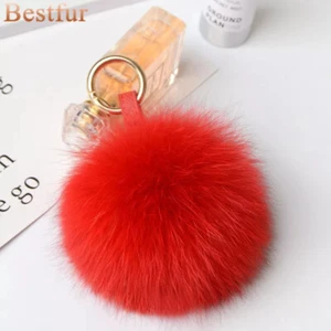 15 cm/6" Real Piel de Zorro Bola Pompón Bolso Dije Llavero Coche Teléfono Bolsa Colgante Regalo - Imagen 1 de 21