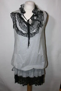 SIZE M/L CLUB L BLACK MIX STRIPED MINI DRESS WITH STRETCHY BACK 4090 - Picture 1 of 7