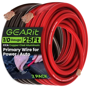 Cable CCA negro/rojo de 7,6 m y calibre 1/0 para audio de coche, autocaravana, r - Imagen 1 de 12