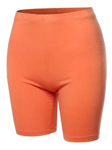 Basic Solid Premium Cotton Mid Thigh High Rise Biker Bermuda Shorts - Picture 1 of 38