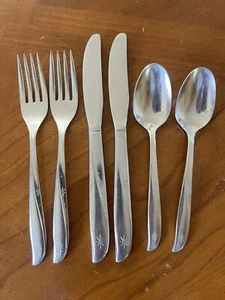6pc. For Child Oneida Community Twin Star Atomic Starburst Stainless Flatware - Picture 1 of 13