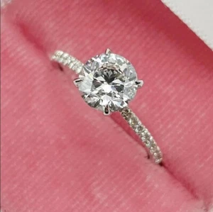 2.00Ct Round IGI E-VS1 Lab Grown Diamond Pave Set Engagement Ring 14K White Gold - Picture 1 of 5