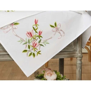 Craftways® Pink Blossoms Table Topper Stamped Embroidery Kit - Picture 1 of 1