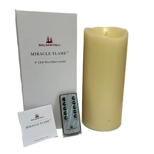 Balsam Hill Miracle Flameless 9" LED Wax Pillar Candle Ivory White with Remote - Picture 1 of 5