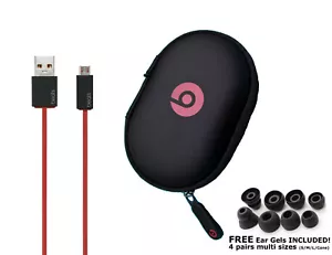 Hard Case for Powerbeats Beats Earphones plus 36" USB charger with 8 Earbuds - Picture 1 of 3